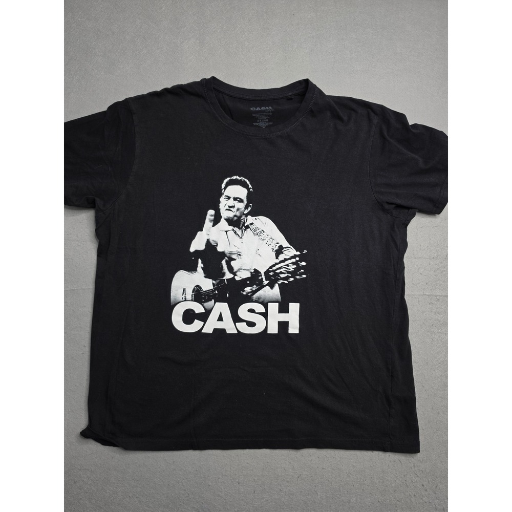 Johnny Cash T-Shirt Men's XL Black Finger Graphic Short Sleeve Streetwear Skater